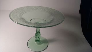 Vintage Fostoria Etched Royal Green Compote Footed Fruit Or Nut Dish 6 " Tall