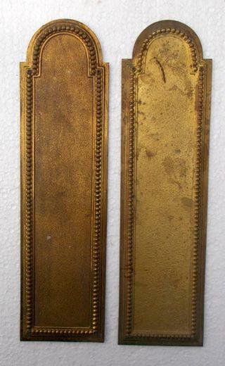 2 Vintage French Brass Door Push Plates Finger Plates R7