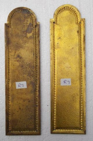 2 Vintage French Brass Door Push Plates Finger Plates R7 2