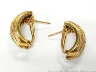 LeVian 18k Gold Earrings Diamond Natural Emerald Ruby Sapphire Vintage Hoops 3