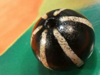 Ancient Pumtek Pyu Bead  6 Stripe Sun Ray  World Class Contrast Wear 14 Mm