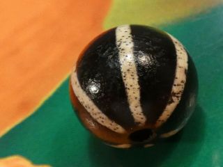 ANCIENT PUMTEK PYU BEAD  6 STRIPE SUN RAY  WORLD CLASS CONTRAST WEAR 14 mm 4