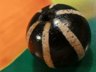 ANCIENT PUMTEK PYU BEAD  6 STRIPE SUN RAY  WORLD CLASS CONTRAST WEAR 14 mm 8