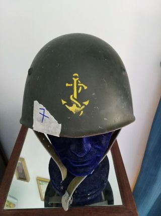 Old Helmet M 33 Marine Military Helm Casque Stalhelm Royal Navy? Rsi? Size 59