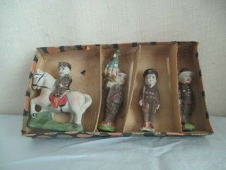 Old Bisque Ww1 Soldier Set W/box Vintage Made In Japan Toy
