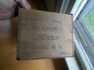 DR.  LESURES LINIMENT KEENE,  NH ANTIQUE 1890s DOVETAIL WOOD BOX 2