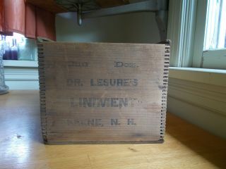 DR.  LESURES LINIMENT KEENE,  NH ANTIQUE 1890s DOVETAIL WOOD BOX 4