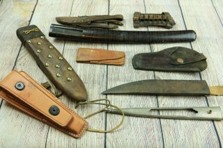 Group Of 9 Ww2 World War 2 And Post Ww2 Sheaths And Items - Usa Uk Germany