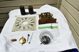 Early Seth Thomas Ogee Clock Movement Weights Pendulum And Dial