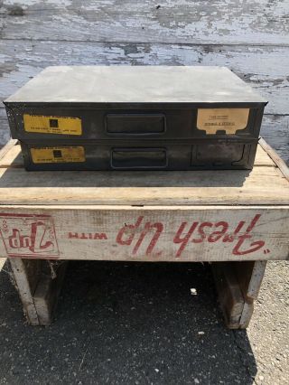 Vintage Industrial Metal Hardware Drawer Fosters Storage Set Of 2