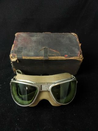 Naval Aviation An - 6530 Flying Goggles W/two Piece Tan Cushions