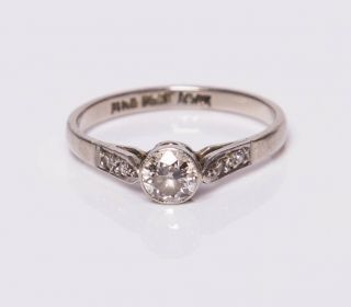 Antique Art Deco 18ct White Gold Platinum.  4ct Diamond Solitaire Engagement Ring