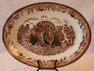 Vintage Antique Large Big Turkey Platter Transferware 18 " X 13 " No Damage