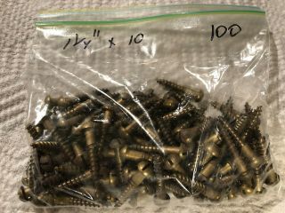 Vintage Brass Round Head Wood Screws 1 1/4 " By 10 Qty 100 Bag