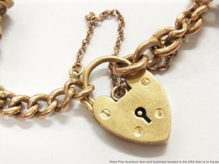 Antique 9k Gold Long Charm Bracelet w Victorian Heart Locket Jade Masonic 67gr 2