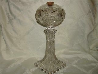 Antique Eapg / Pressed Glass Oil / Kerosene Lamp - Clarissa Star Of The East