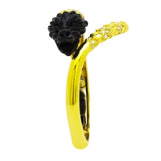 18K Yellow Gold Diamond Onyx Dragon Vintage Bangle Bracelet 0.  65ct TDW 3