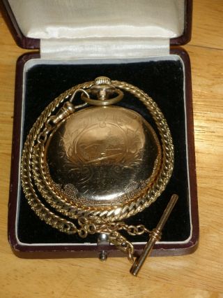 Antique 1914 Elgin 16s,  15 Jewels Pocket Watch Double Hunter Gf Case & H&h Fob