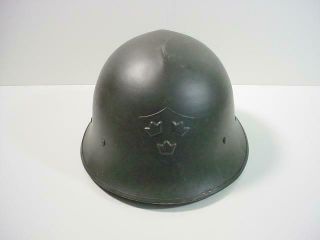 NobleSpirit {3970}WWII Era Swedish M21 High Top Steel Helmet 2