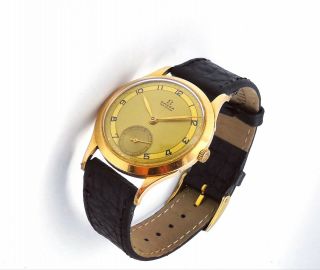 Vintage Omega 18kt Solid Gold Sector Rose Gold Calatrava - Style Wristwatch