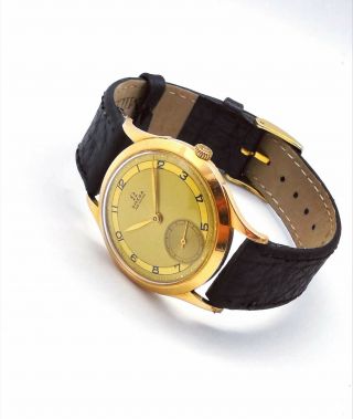 Vintage Omega 18kt solid gold Sector Rose Gold Calatrava - Style Wristwatch 2