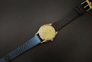 Vintage Omega 18kt solid gold Sector Rose Gold Calatrava - Style Wristwatch 3