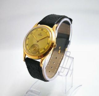 Vintage Omega 18kt solid gold Sector Rose Gold Calatrava - Style Wristwatch 5