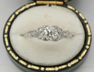 Art Deco Platinum And 0.  56 Carat Diamond Engagement Ring