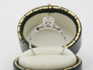 Art Deco Platinum and 0.  56 Carat Diamond Engagement Ring 3