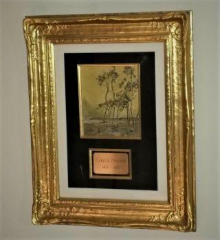Watercolor Art Painting Hand Signed Camille Pissarro Antique Gold Frame