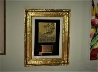 WATERCOLOR ART PAINTING HAND SIGNED CAMILLE PISSARRO ANTIQUE GOLD FRAME 2