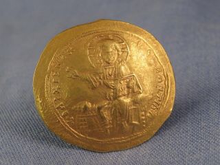 ANCIENT BYZANTINE COIN AD 1057 - 59 ISAAC I HISTAMENON GOLD CONSTANTINOPLE VF 2