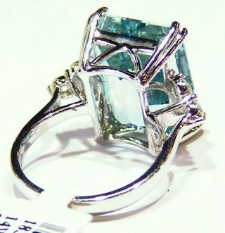 13.  34CT 14K Gold Natural Aquamarine Cut White Diamond Vintage Engagement Ring 7