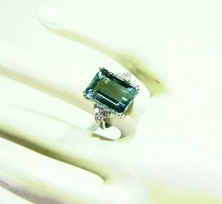 13.  34CT 14K Gold Natural Aquamarine Cut White Diamond Vintage Engagement Ring 8
