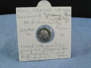 Ancient Greek Silver Coin Sicily Syracuse Ar Drachm 485 - 466 Bc Vf