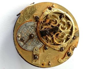 VERY RARE ANTIQUE D.  MESTRAL GENEVE VERGE FUSEE POCKET WATCH MOVEMENT WITH DIAL 2