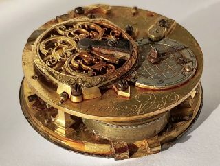 VERY RARE ANTIQUE D.  MESTRAL GENEVE VERGE FUSEE POCKET WATCH MOVEMENT WITH DIAL 4