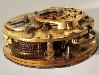 VERY RARE ANTIQUE D.  MESTRAL GENEVE VERGE FUSEE POCKET WATCH MOVEMENT WITH DIAL 5
