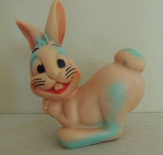 Vintage 1956 Dreamland Creations Rubber Bunny Rabbit Squeak Toy 7 " Tall Squeaks