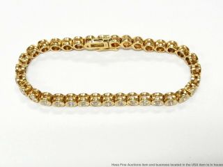 5ctw Fine White Diamond 14k Bracelet Heavy Gold Tennis Line Statement 17.  4gram 2