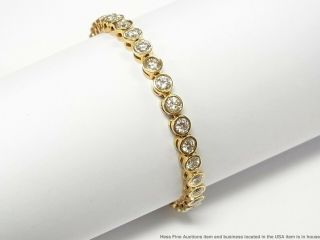 5ctw Fine White Diamond 14k Bracelet Heavy Gold Tennis Line Statement 17.  4gram 5