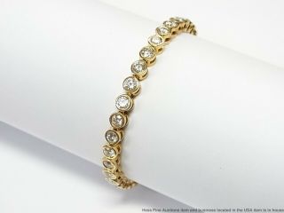 5ctw Fine White Diamond 14k Bracelet Heavy Gold Tennis Line Statement 17.  4gram 7