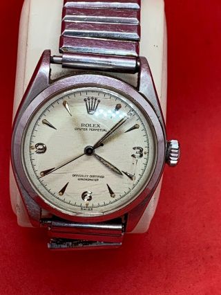 Vintage Men’s Rolex Oyster Perpetual 1953 Stainless Ref:6084 Bubble Back