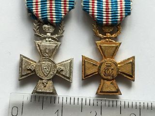 2 Luxembourg Crosses Honour And Military Merit Ordre Medal Orden Medaille Order