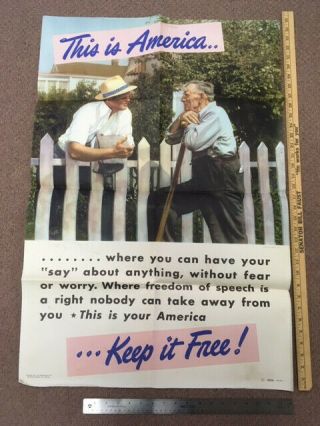 Ww2 Propaganda Poster " This Is America,  Keep It " Ca.  1942 - 24x36