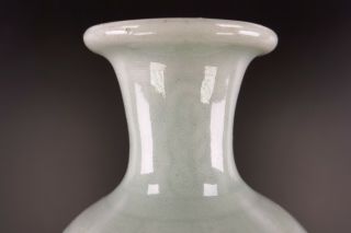 Old Chinese Ceramic Celadon Glazed Vase w/ Decorations 2