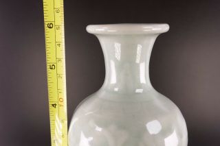 Old Chinese Ceramic Celadon Glazed Vase w/ Decorations 5