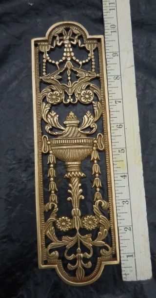 Victorian Art Nouveau Style Ornate Brass Door Push Plate 10.  5 " X 3 "
