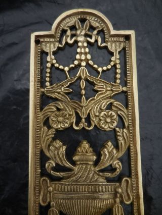 Victorian Art Nouveau Style Ornate Brass Door Push Plate 10.  5 