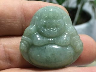 Certified Exquisite Green Hand Carved Happy Buddha Jadeite Jade Pendant2267